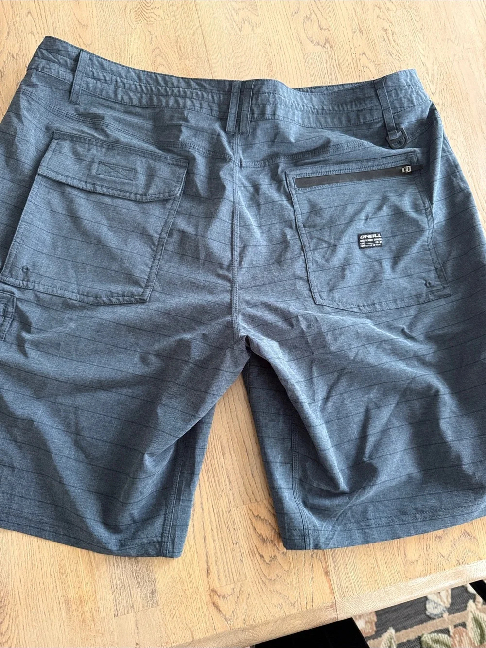 O'Neill Men's Dark Gray Subtle-Stripe Flat Front Shorts